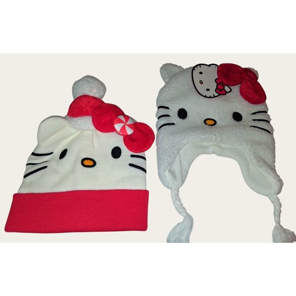 Hello Kitty Beanie & Fleece Hat Set Adult Osfa NEW - Picture 2 of 10
